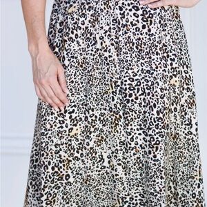 Pink Martini Neutral Leopard Print A-Line Skirt